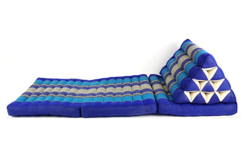 Traditional Thai Three-Fold Mattress with Triangle Cushion - Blue