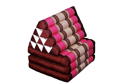 Traditional Thai Three-Fold Mattress with Triangle Cushion - Red