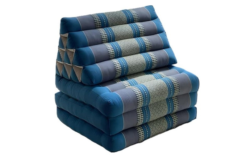 Traditional Thai Three-Fold Mattress with Triangle Cushion - Blue