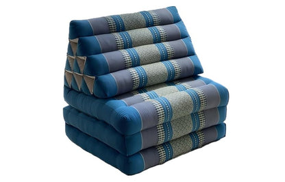 Traditional Thai Three-Fold Mattress with Triangle Cushion - Blue